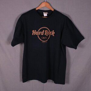 Men’s Hard Rock Cafe T-Shirt XL Black Gold 3D Graphic Vintage Rock Music Tee